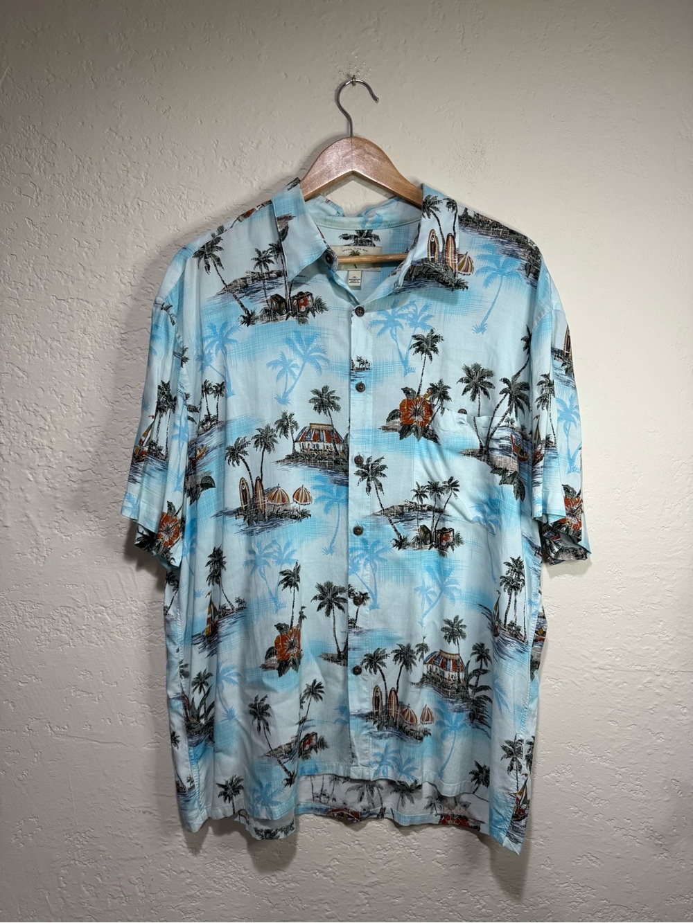 Island Shores Tropical Palm Tree Rayon Shirt - Size XL